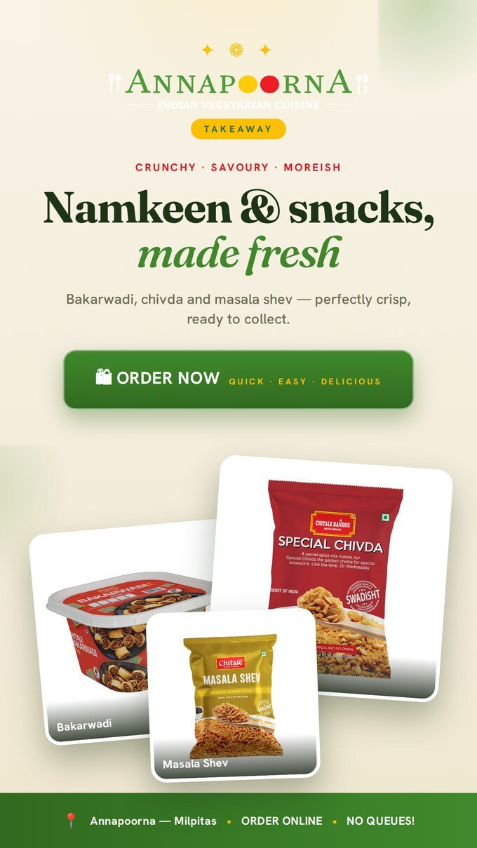 Namkeen and snacks, made fresh — order now